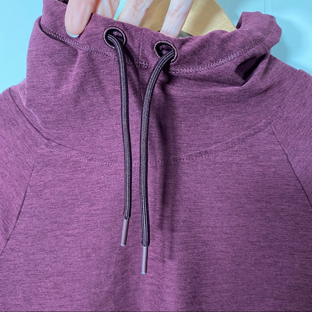 Apana Mock Neck Athletic Hoodie Top with Drawstring Maroon Women's Size XS - Picture 4 of 9